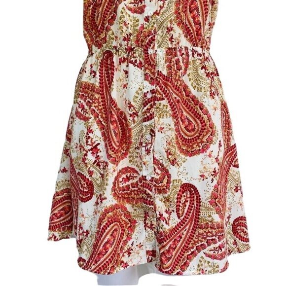 Forever 21 Y2K Paisley Floral Orange Multi Color Button Dress Size M - Picture 4 of 10